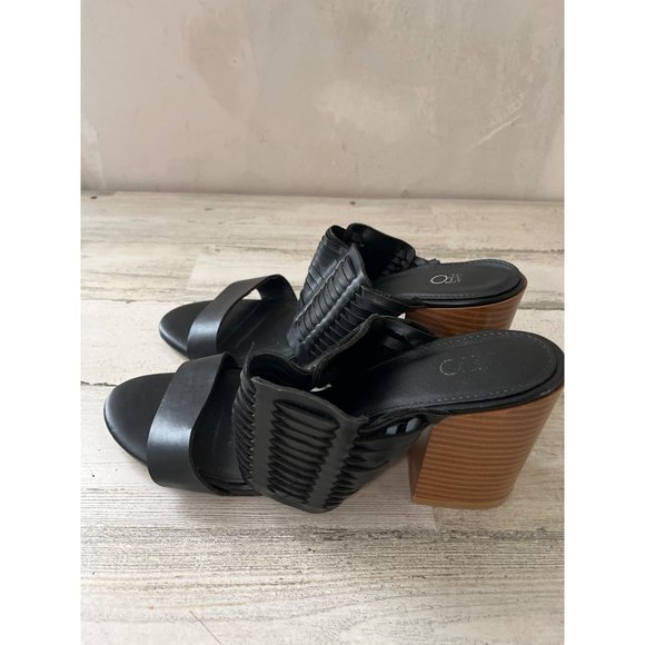 Cato woman’s black sandals with tan block heels size 10 - Picture 4 of 6